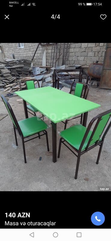 Masa və oturacaq dəstləri: 120 manatdan başlayir. Stol stul desti anbardan satiş var. Modellərə — 5