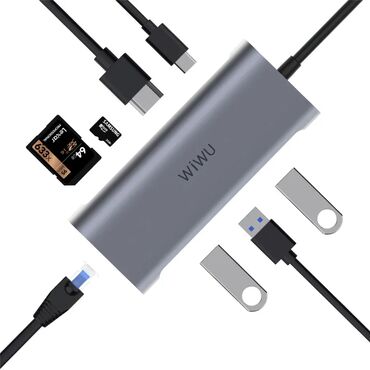 Батареи для ноутбуков: Хаб Wiwu USB -C Alpha 831HRT 8 in 1 Арт. 1675 WiWU Alpha 831HRT
