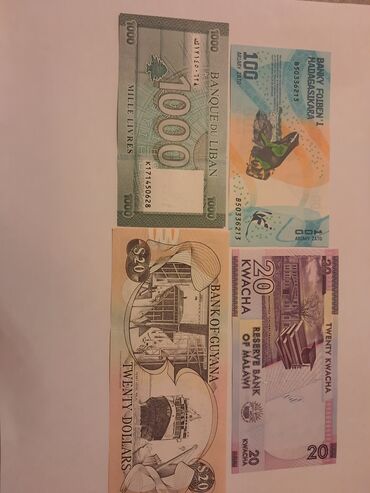 Əskinaslar: 1,2,3,4,5 manat arasi deyisir Kolleksiya üçün müxtəlif ölkələrə aid — 4