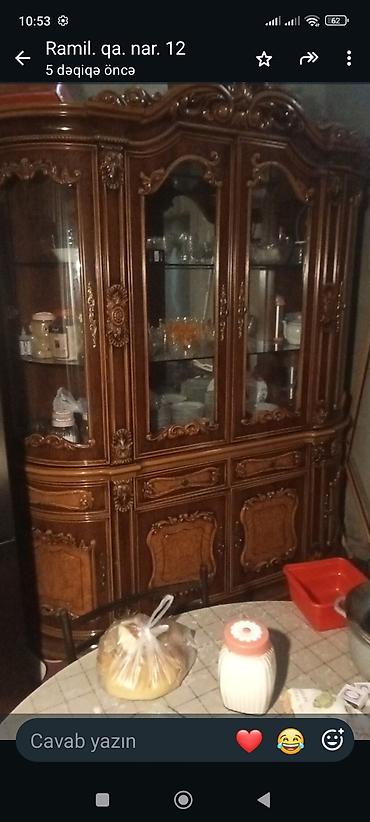 bufet bileceri: Klassik üslubda taxta bufet-vitrin - Material: Təbii ağacdan — 1