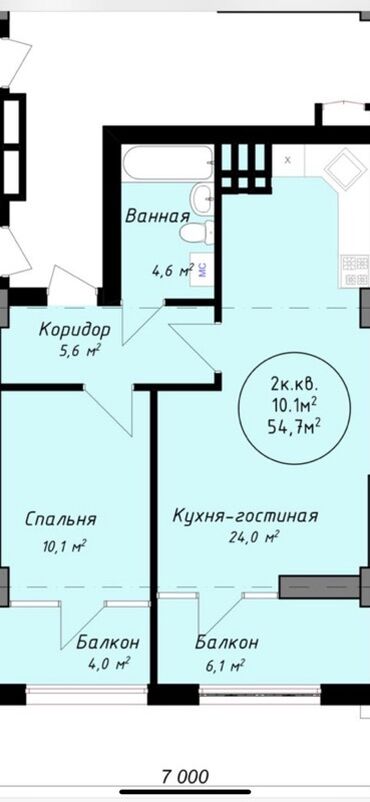 продам срочно 4 х комнатную квартиру: 2 комнаты, 55 м², Элитка, 11 этаж, ПСО (под самоотделку)