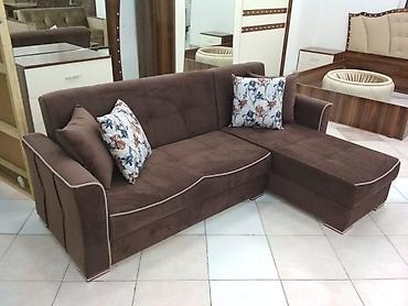 Sifarişlə mebel: Künc divan, Qonaq otağı üçün, Vеlur parça, Açılmayan — 2
