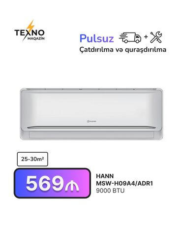 Kondisionerlər: Kondisioner 20-25 kv. m, Split sistem, Kredit yoxdur, Pulsuz quraşdırılma