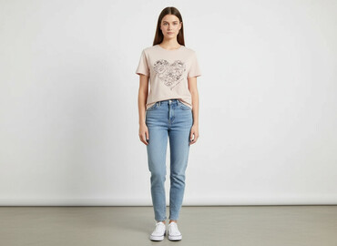 beżowe t shirty: Sinsay, T-shirt damski, rozmiar L