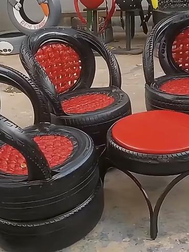 kendir ip: Upcycle edilmiş avtomobil təkərlərindən hazırlanmış mebel dəsti və — 1