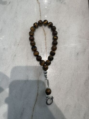 туалетная, парфюмированная вода: Təbii daş təsbeh aslan goyu - Material: Qəhvəyi-qızılı tonlarda