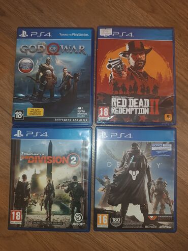 PS4 (Sony Playstation 4): God of war 30 Red dead redemption 2 45 Division 2 20 Destiny 10