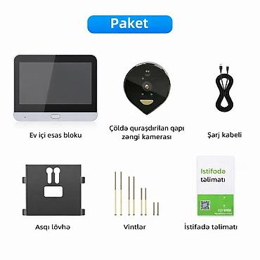 Foto və videokameralar: Tuya Ağıllı Qapı Kamerası - Geniş ekranlı ev içi əsas blok və çöldə — 2