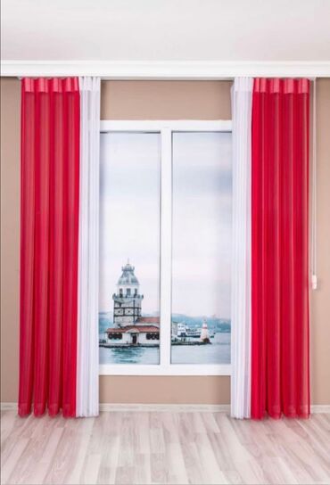 Pərdə və tüllər: Tül və blackout pərdə dəstləri - Model: İkiqat sistem – ön hissə — 2