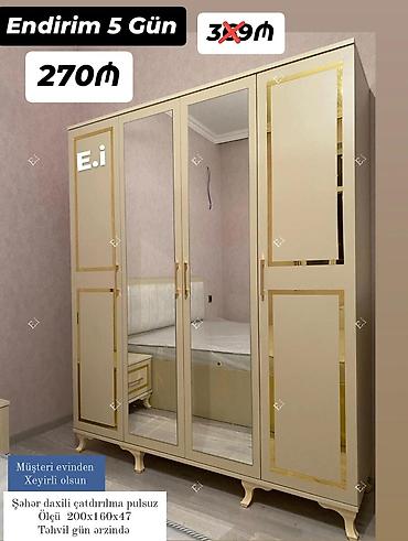 - Məhsul: 4 qapılı dolab - Rəng və dizayn: Krem tonlarda, qızılı dekor lalafo.az -da - Məhsul: 4 qapılı dolab - Rəng və dizayn: Krem tonlarda, qızılı dekor