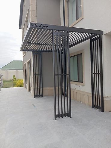 sprey boyalar: Metall pergola/kölgəlik – müasir fasadlar üçün - Material: tebii ağac — 4