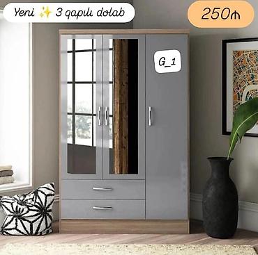 Paltar dolabları, qarderoblar: G_1 geyim dolabları Model 1 – 2 qapılı (ağ) - Ölçü: 200 × 90 × 47 sm — 5
