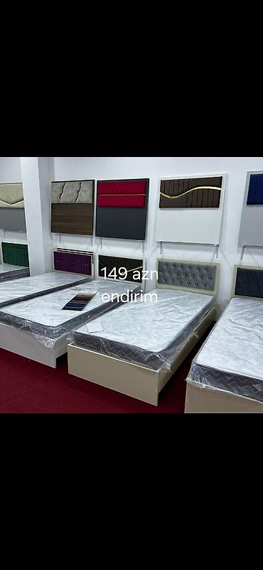 divar yataq: Tek nəfərlik çarpayı və döşək dəsti - Ölçü: təqribi 90x190 sm — 1