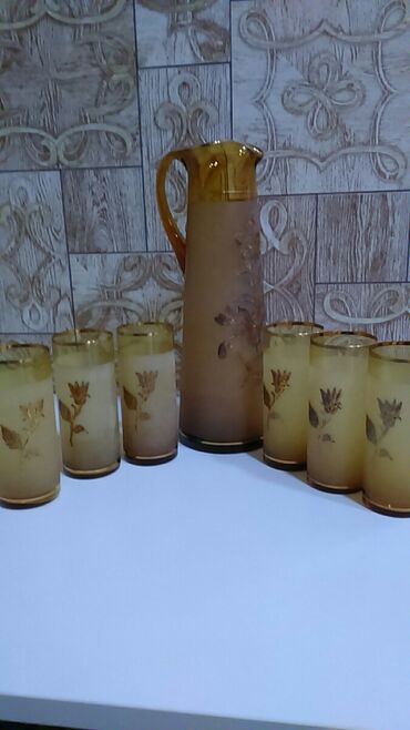 Kompot üçün dəst, qəhvəyi- qızılı rəngdə, yenidir, istifadə olunmayıb