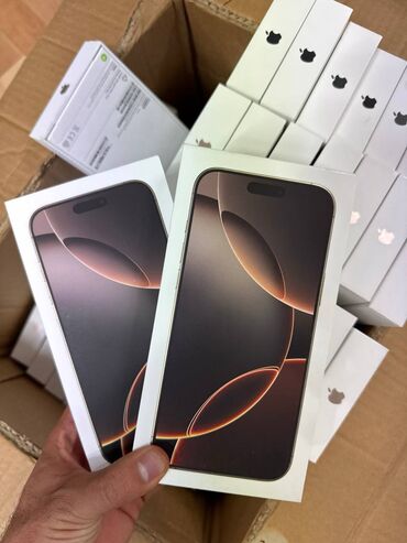 Apple iPhone: IPhone 16 Pro Max, Новый, 256 ГБ, Desert Titanium, Защитное стекло, Чехол, Кабель, В рассрочку, 100 %