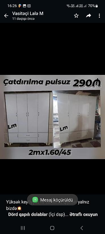Шкафы на заказ: Yüksək keyfiyyət və səmərəli qiymət yalnız bizdə💥 *Dörd qapılı — 1