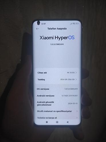 Xiaomi: Xiaomi Mi 10 5G, rəng - Göy, 
 İki sim kartlı — 6