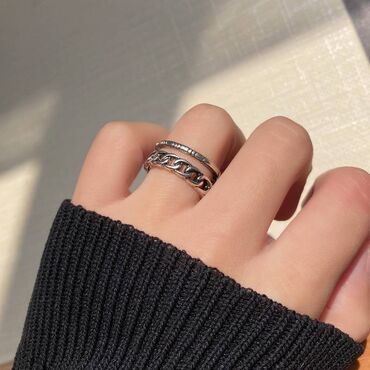 свадебные платья для полных: Кольцо "Double" разомкнутой формы, one size, unisex, silver