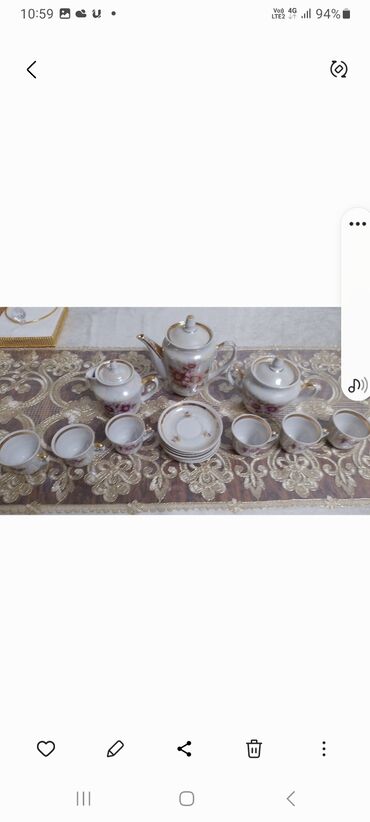 tibet cay: Çay dəsti, rəng - Ağ, Farfor