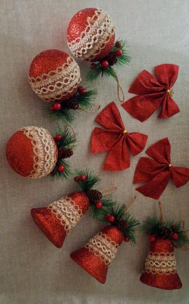 Yeni il oyuncaqları və bəzəkləri: Yolka üçün oyuncaqlar.10oyuncaq.3 bantik.2 buz bəzək yolka — 5