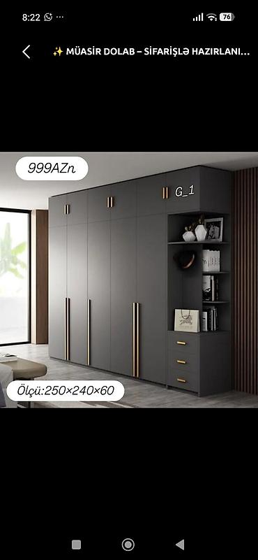 balta: Müasir dizaynlı paltar dolabı – sifarişlə hazırlanır. Model G_1: - — 1