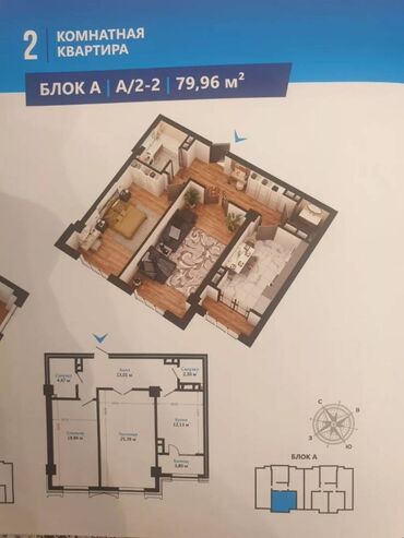 Продажа участков: 2 комнаты, 80 м², Элитка, 7 этаж, ПСО (под самоотделку)