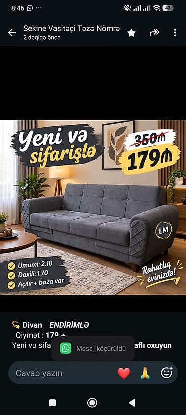 💫 *Divan* _*ENDİRİMLƏ*_ Qiymət : *179 ₼* Yeni və sifarişlə lalafo.az -da 💫 *Divan* _*ENDİRİMLƏ*_ Qiymət : *179 ₼* Yeni və sifarişlə