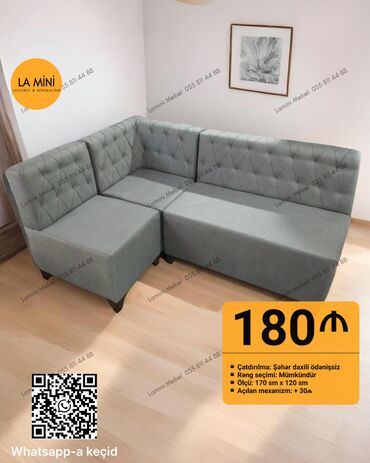 Divanlar: Künc divan, Mətbəx üçün, Parça, Bazasız, Açılmayan