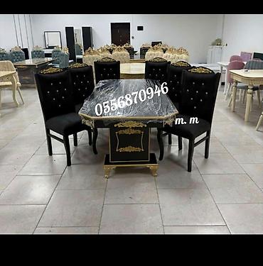 tek stollar: Qonaq otağı üçün, Yeni, Açılmayan, Dördbucaq masa, 6 stul — 5