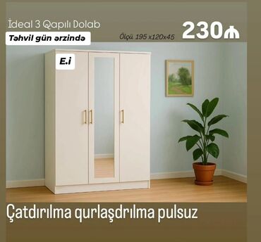 Çarpayılar: Açılan, 3 qapılı Düz dolab, Dolab-asılqan