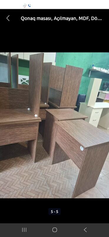 Sifarişlə yazı masaları: Düz masa, Stul ilə, Polkasız, Siyirməsiz, MDF — 7