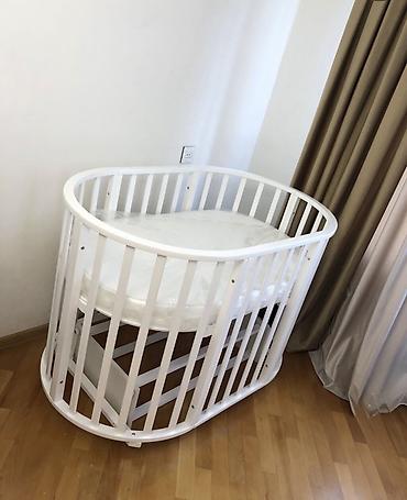 Beşiklər: Uşaq beşiyi – oval formalı, ağ rəngdə, klassik skandinaviya üslubunda — 1
