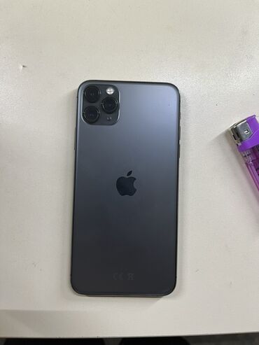 телефоны кнопочный: IPhone 11 Pro Max, Б/у, 64 ГБ, Space Gray, Защитное стекло, Чехол, 77 %