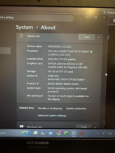 asus j208: İşlənmiş ASUS Vivobook, 14 ", Intel Core i5, 512 GB — 3