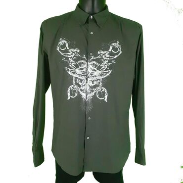 Košulje: Košulja Na duge rukave, XL (EU 54), bоја - Maslinasto zelena, Pamuk — 1