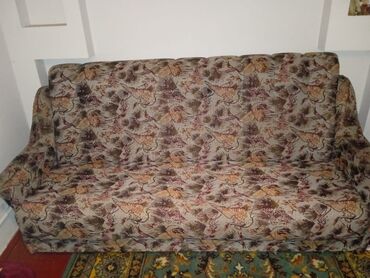 угловой диван с креслом раздвижной: Диван-кровать, цвет - Коричневый, Б/у