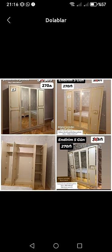 şifaner: Yeni, 4 qapılı, Güzgülü, Bej, Açılan, Düz dolab — 1
