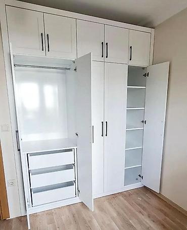 Sifarişlə dolablar: Düz dolab, Dəhliz üçün, Yataq otağı üçün, Paltar üçün, Açılan, Korpuslu, 5 qapı — 11