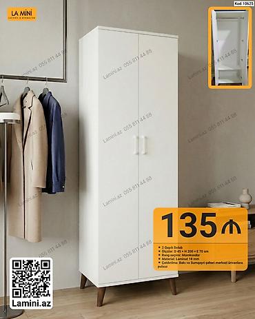 Mebel: İki qapılı paltar dolabı - Model: Kod 10625 - Ölçülər: Dərinlik 45 sm — 1