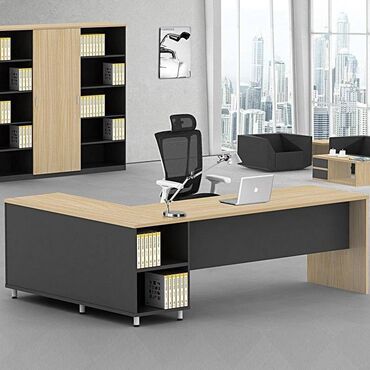 yeni mebeller: Ofis masası. Türkiyə istehsalı 18mm qalınlıqlı materialdan yığılır