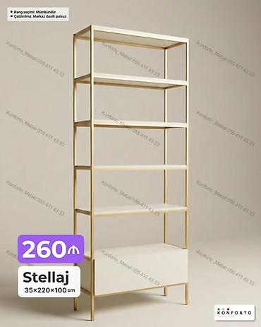 Ev və bağ: Stellaj – minimal dizaynlı açıq rəf sistemi Ölçü: 35 × 220 × 100 sm — 1