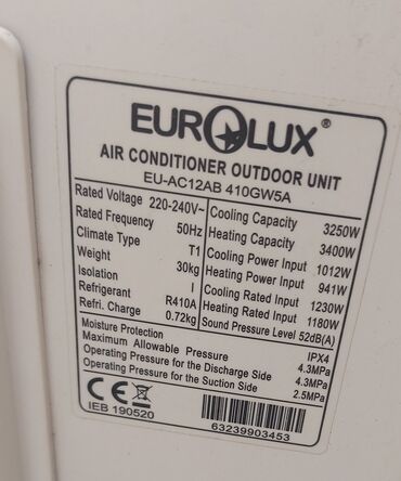 Kondisioner Electrolux, İşlənmiş, 40-49 kv. m, Split sistem, Kredit yoxdur