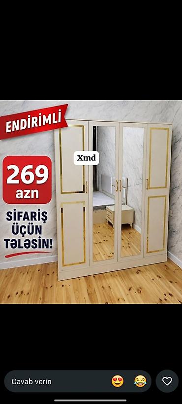 balaca skaflar: Yeni, 4 qapılı, Güzgülü, Bej, Açılan, Düz dolab — 1