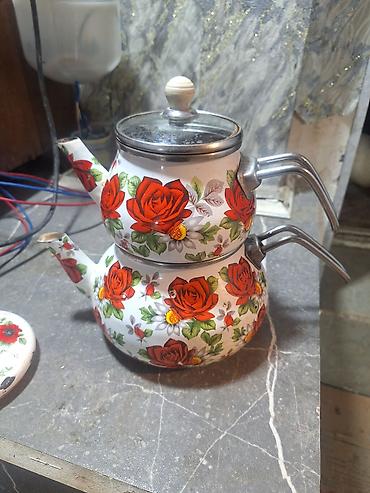xrom caydan: Çay dəsti, rəng - Qırmızı, Metal, Alpina, 5 nəfərlik, Azərbaycan — 3