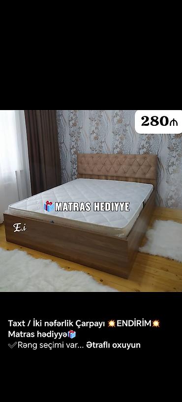 taxt dosəyi: 📌Taxt çarpayı 📏Olcu 2x160 💶Qiymet 259azn dən başlayan qiymətlər — 6