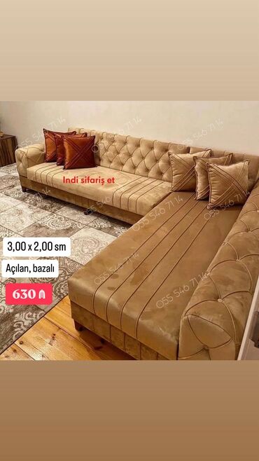 Masa və oturacaq dəstləri: Künc divan, Yeni, Açılan, Bazalı