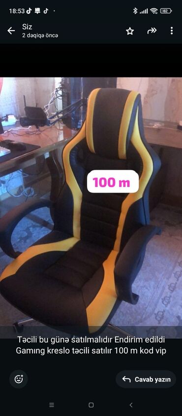 komfort mebel: Gəncə şəhəri 
təcili bu gün satılmalıdır Gamıng kreslo100 m