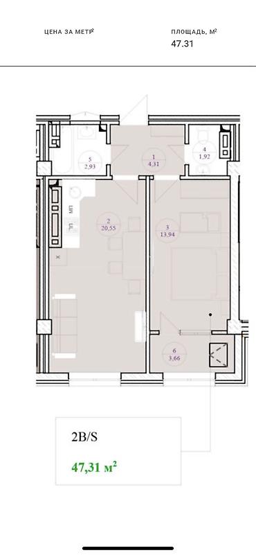 56: 2 комнаты, 48 м², Асанбай мкр Элитка, 10 этаж — 1