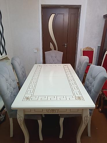 Qonaq otağı üçün, İşlənmiş, Açılan, Kvadrat masa, 6 stul