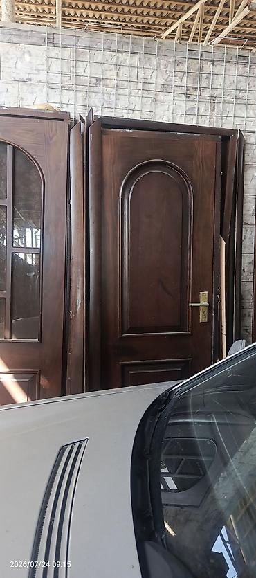 Taxta giriş/qonaq otağı qapıları – komplekt - Material: kütük taxta